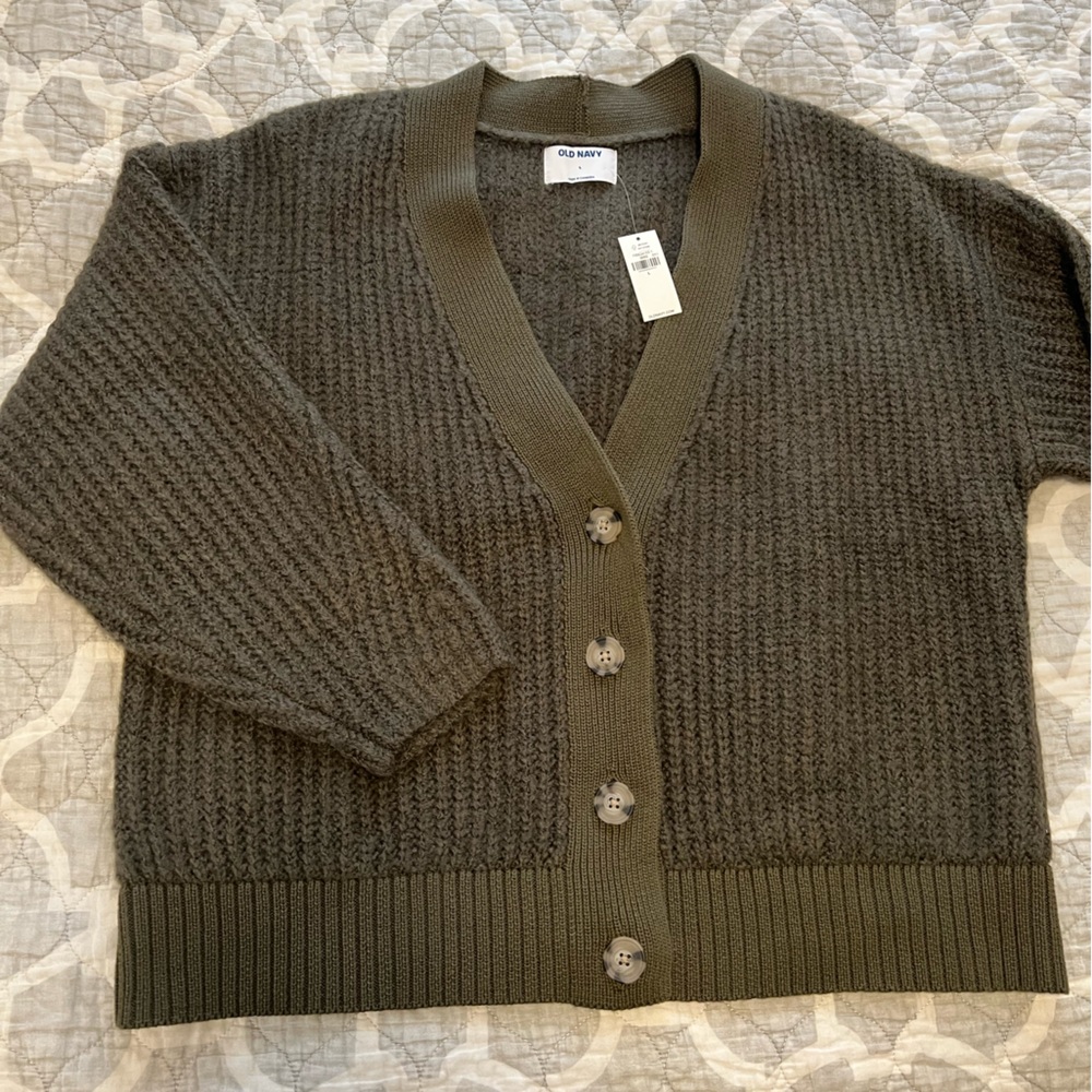Green cardigan. Size large